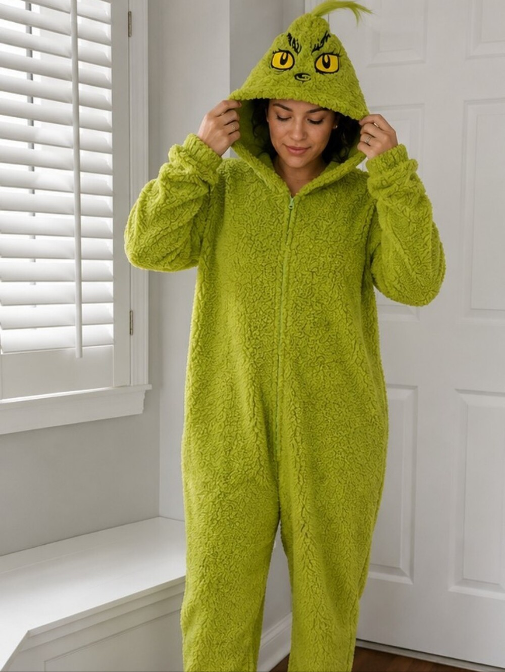 Green Grinch Hooded Fleece Pajamas